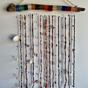 27” x 43” multi-bead and shell wall decor/indoor wind-chime